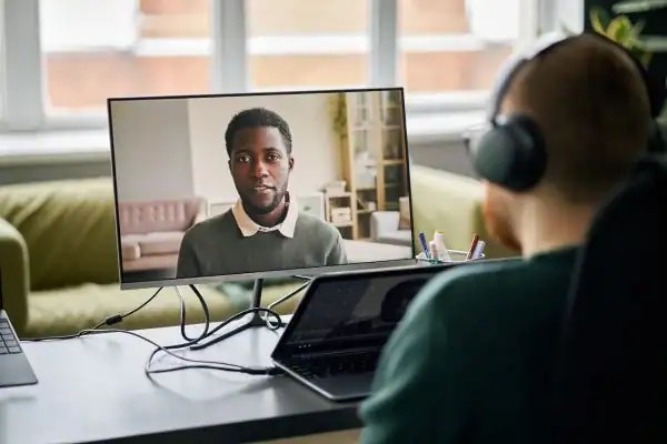 Man attending online mediation Truro MIAMS session
